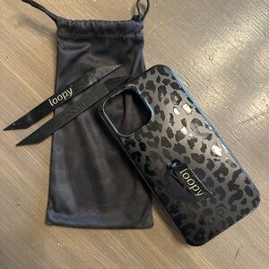 Loopy iPhone 12 Pro Max Black Leopard Print Phone Case with Righty Loop, Used